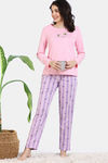 Zivame Buzzers Knit Cotton Pyjama Set - Regal Orchid — thumbnail 1